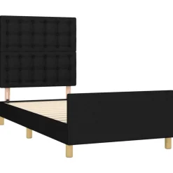 Cadre de lit sans matelas avec tete de lit noir 80x200 cm tissu