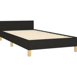 Cadre de lit sans matelas avec tete de lit noir 80x200 cm tissu