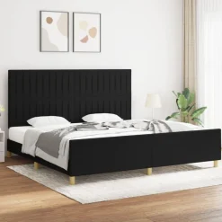 Cadre de lit sans matelas noir 200x200 cm tissu