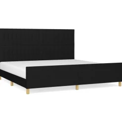 Cadre de lit sans matelas noir 200x200 cm tissu