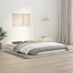 Cadre de lit sans matelas blanc 140x200 cm bois de pin massif