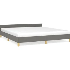 Cadre de lit sans matelas gris fonce 180x200 cm tissu