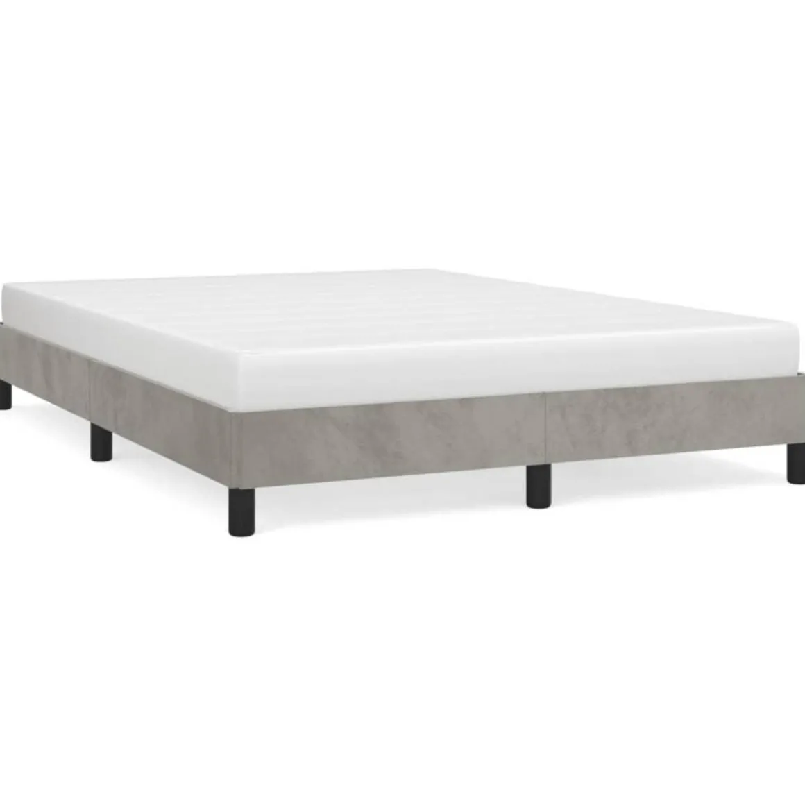 Cadre de lit sans matelas gris clair 140x190 cm velours