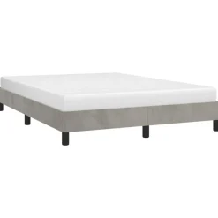 Cadre de lit sans matelas gris clair 140x190 cm velours