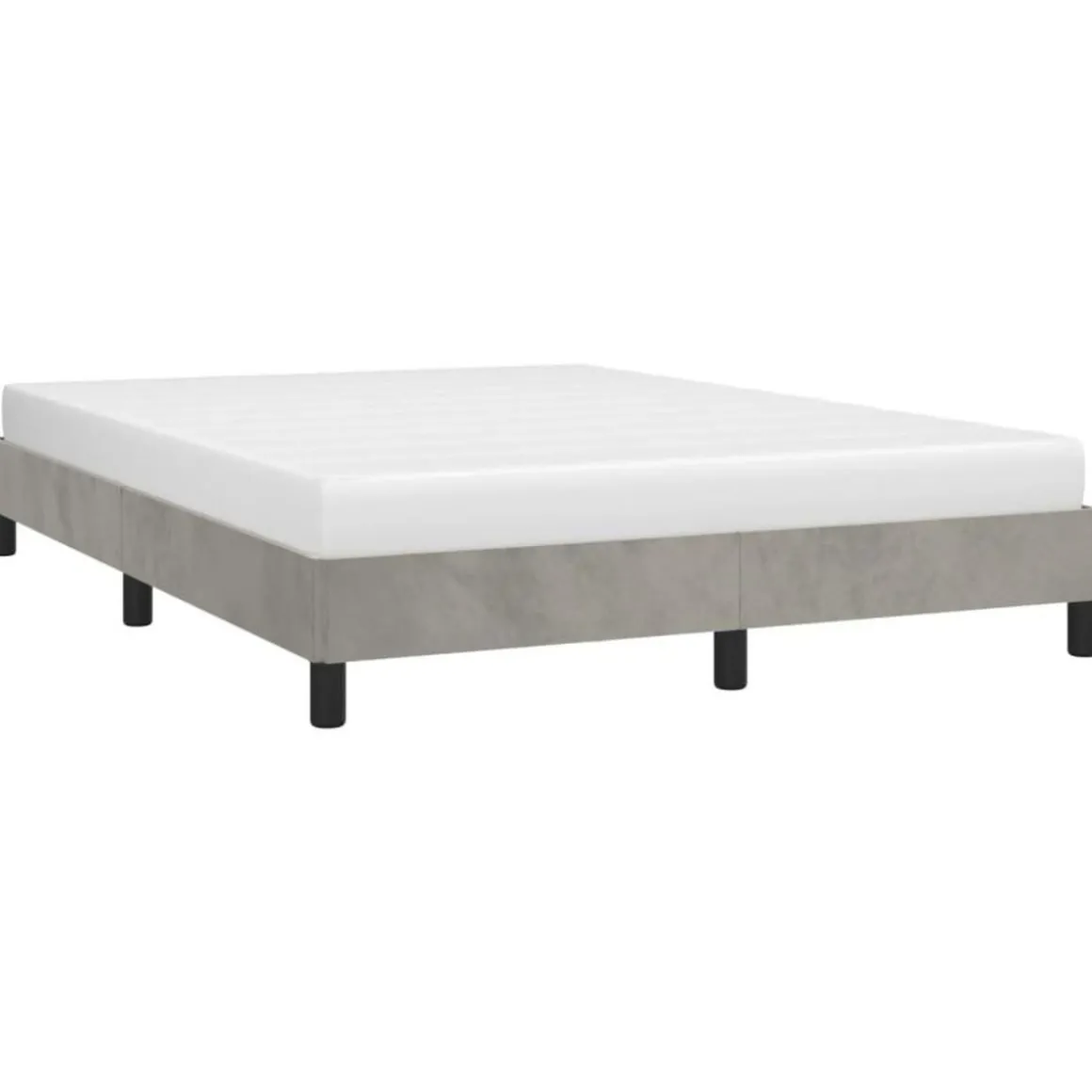 Cadre de lit sans matelas gris clair 140x190 cm velours