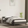 Cadre de lit sans matelas gris fonce 100x200 cm velours