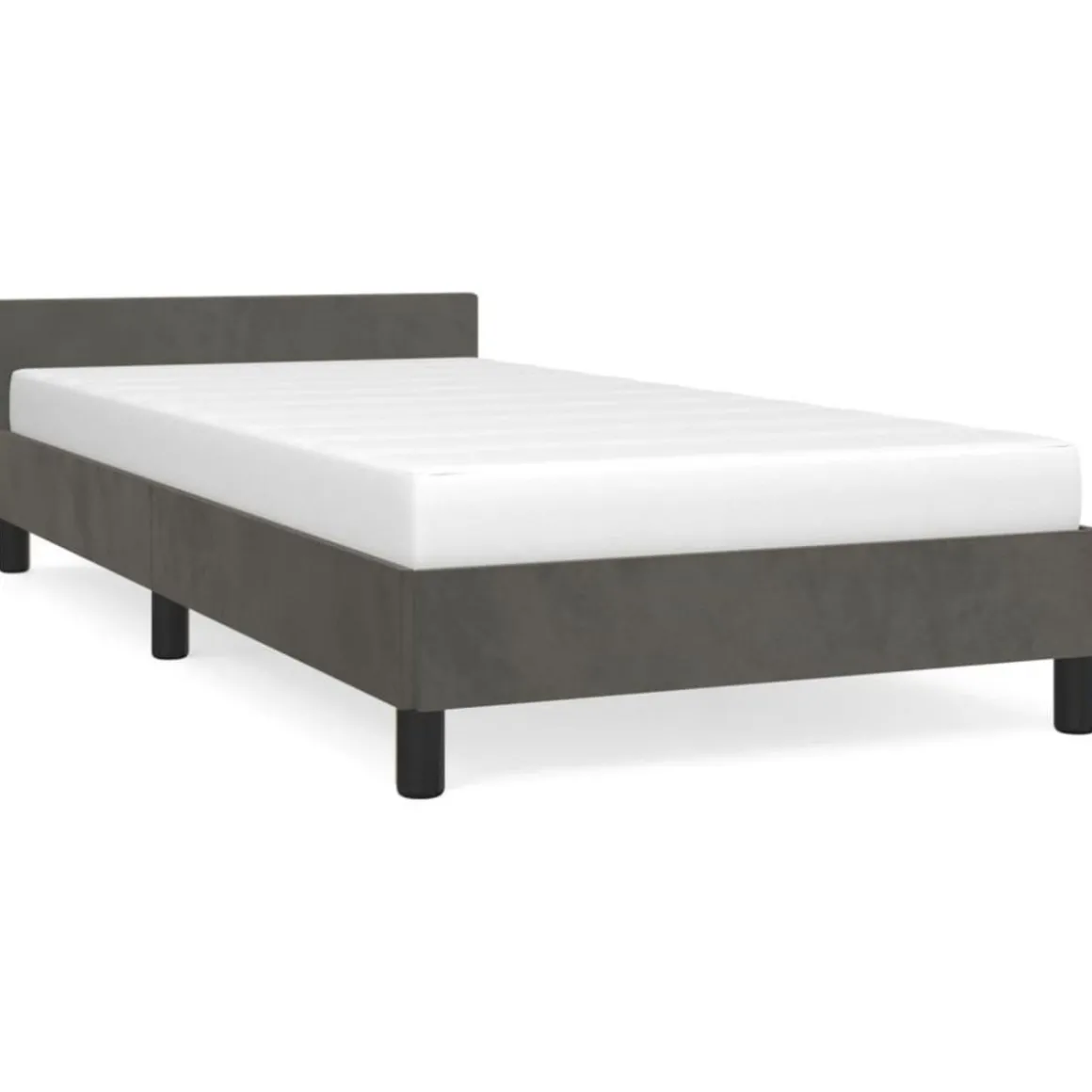 Cadre de lit sans matelas gris fonce 100x200 cm velours