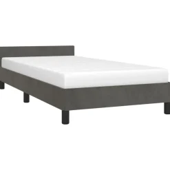 Cadre de lit sans matelas gris fonce 100x200 cm velours