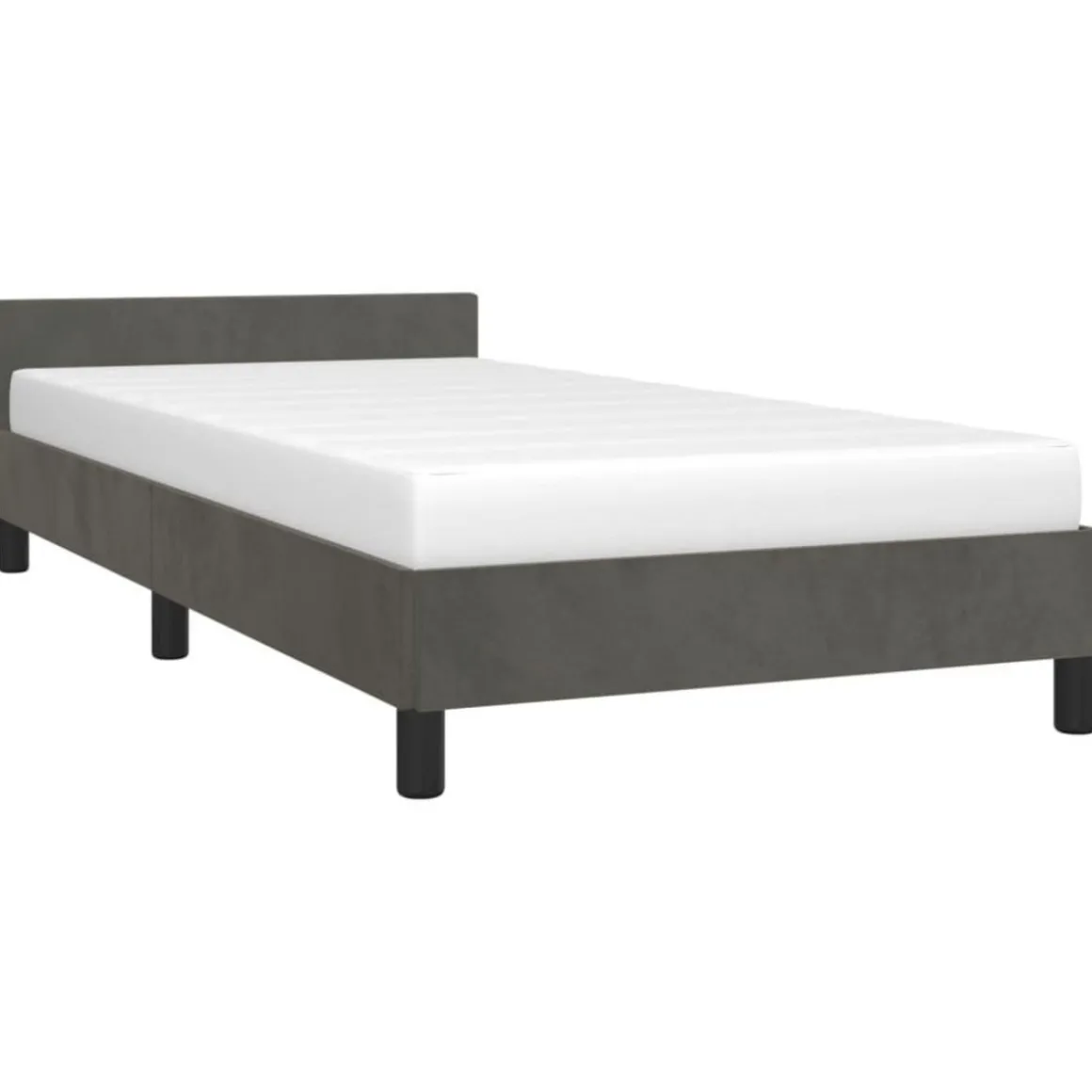 Cadre de lit sans matelas gris fonce 100x200 cm velours