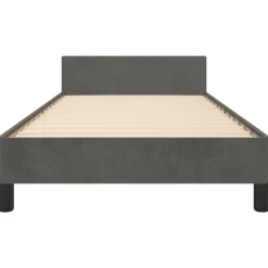 Cadre de lit sans matelas gris fonce 100x200 cm velours