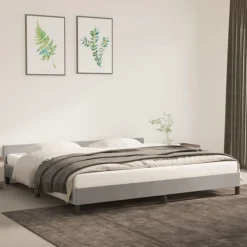 Cadre de lit sans matelas gris clair 200x200 cm velours