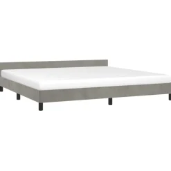 Cadre de lit sans matelas gris clair 200x200 cm velours