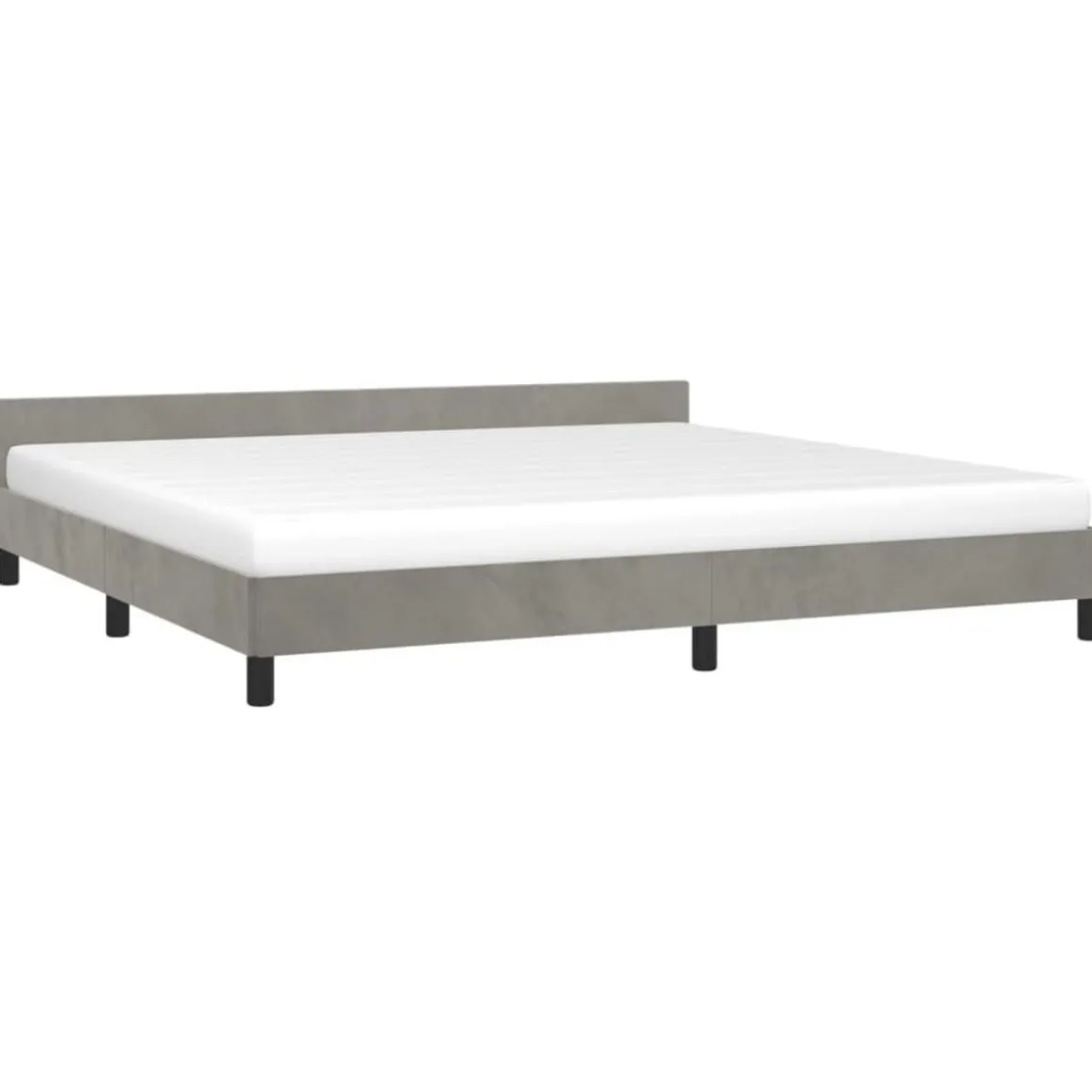 Cadre de lit sans matelas gris clair 200x200 cm velours