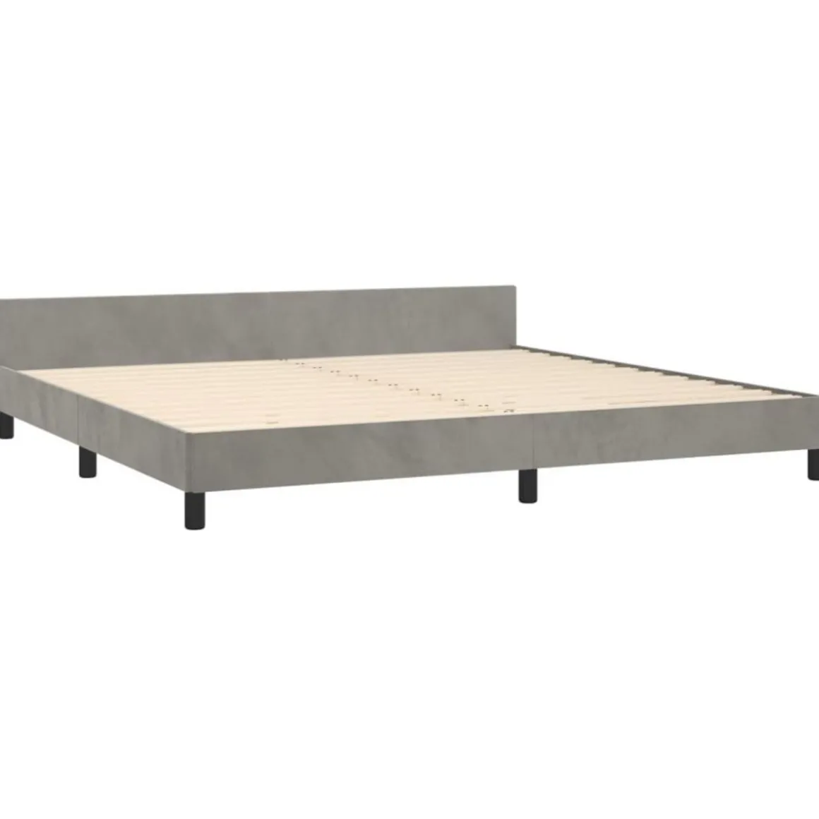 Cadre de lit sans matelas gris clair 200x200 cm velours