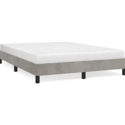 Cadre de lit sans matelas gris clair 140x200 cm velours