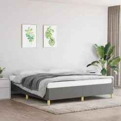 Cadre de lit sans matelas gris fonce 180x200 cm tissu