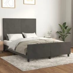 Cadre de lit sans matelas gris fonce 140x190 cm velours