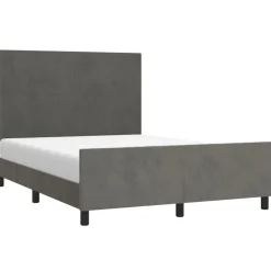 Cadre de lit sans matelas gris fonce 140x190 cm velours
