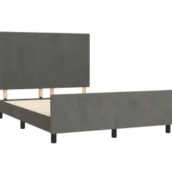 Cadre de lit sans matelas gris fonce 140x190 cm velours