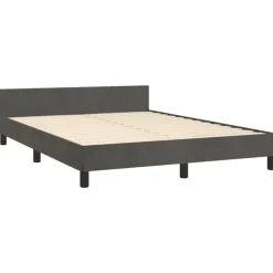 Cadre de lit sans matelas gris fonce 140x190 cm velours