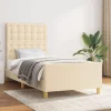 Cadre de lit sans matelas creme 90x200 cm tissu