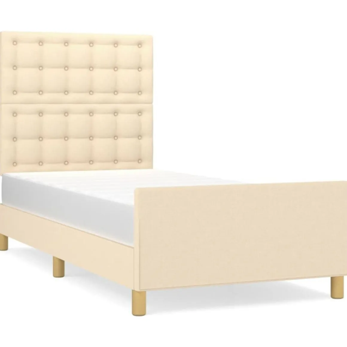 Cadre de lit sans matelas creme 90x200 cm tissu