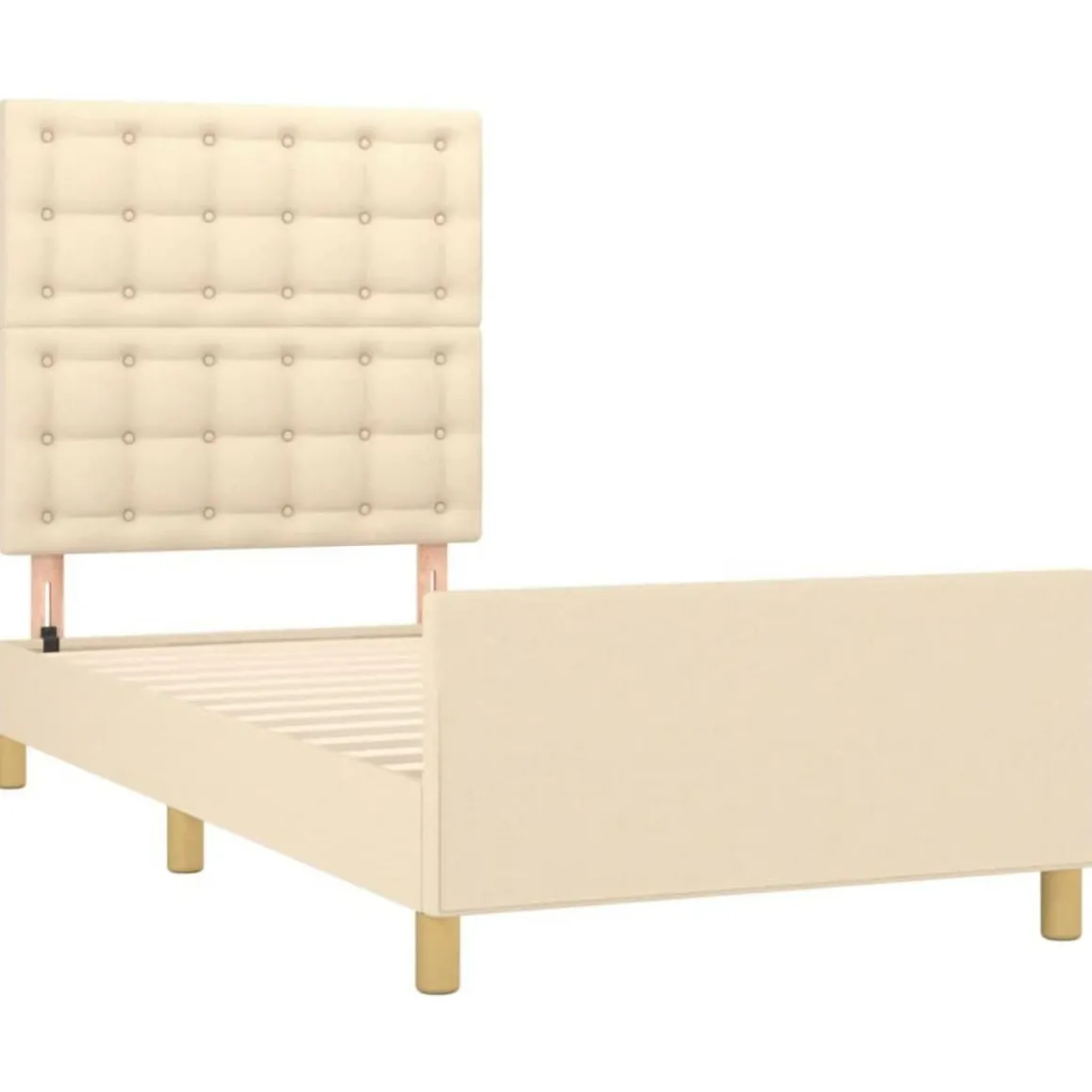 Cadre de lit sans matelas creme 90x200 cm tissu