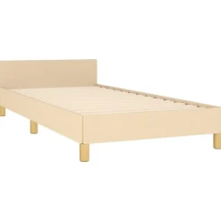 Cadre de lit sans matelas creme 90x200 cm tissu