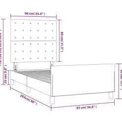 Cadre de lit sans matelas creme 90x200 cm tissu