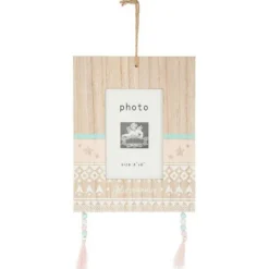Cadre Photo A Suspendre Houppe 10x15cm Naturel