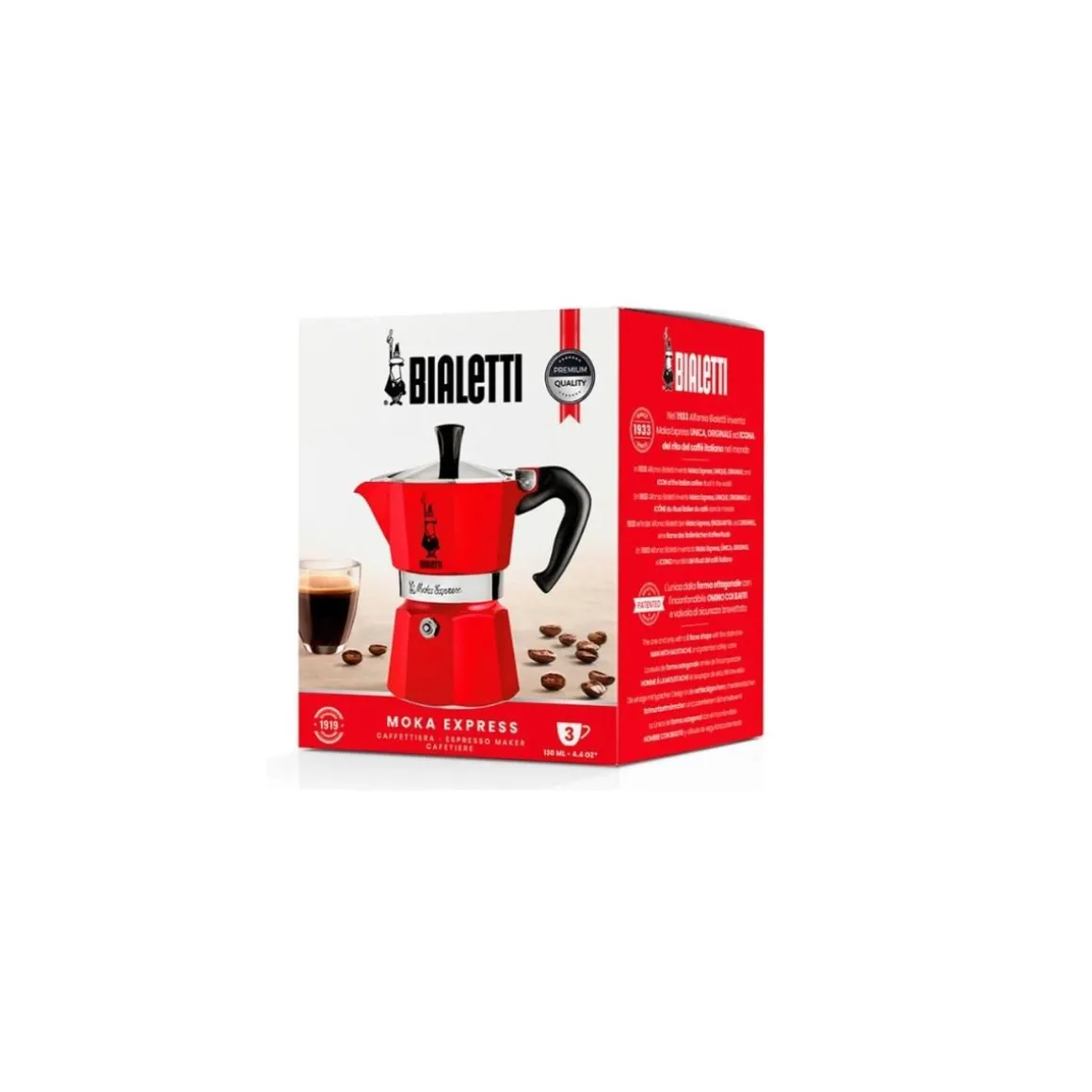 Cafetière italienne 3 tasses rouge - 0009132/0004942