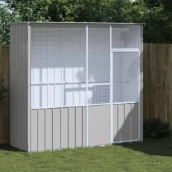 Cage à oiseaux gris 215x78x200 cm acier galvanisé