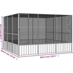 Cage a oiseaux Gris 302,5x324,5x211,5 cm Acier galvanise