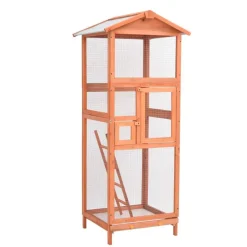 Cage a oiseaux 68x62x166 cm bois de sapin massif