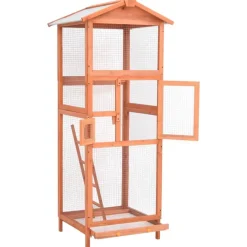 Cage a oiseaux 68x62x166 cm bois de sapin massif