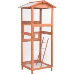 Cage a oiseaux 68x62x166 cm bois de sapin massif