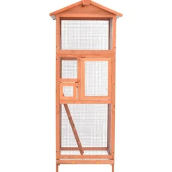 Cage a oiseaux 68x62x166 cm bois de sapin massif