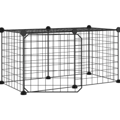 Cage animaux de compagnie a 8 panneaux et porte Noir 35x35 cm