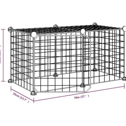 Cage animaux de compagnie a 8 panneaux et porte Noir 35x35 cm