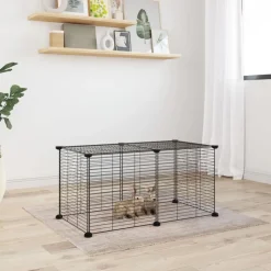 Cage animaux de compagnie a 8 panneaux Noir 35x35 cm Acier