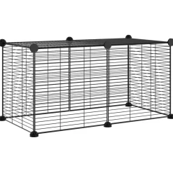 Cage animaux de compagnie a 8 panneaux Noir 35x35 cm Acier