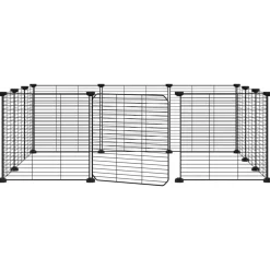Cage animaux de compagnie a 12 panneaux et porte Noir 35x35 cm