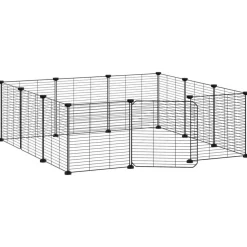 Cage animaux de compagnie a 12 panneaux et porte Noir 35x35 cm