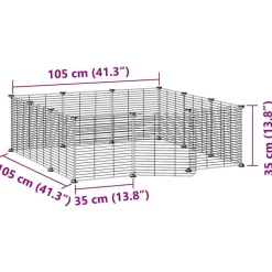 Cage animaux de compagnie a 12 panneaux et porte Noir 35x35 cm
