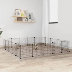 Cage animaux de compagnie a 20 panneaux et porte Noir 35x35 cm