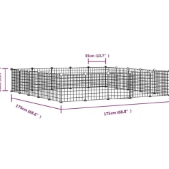 Cage animaux de compagnie a 20 panneaux et porte Noir 35x35 cm