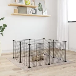 Cage animaux de compagnie a 8 panneaux Noir 35x35 cm Acier