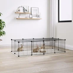 Cage animaux de compagnie a 20 panneaux et porte Noir 35x35 cm