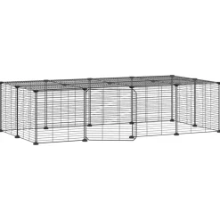 Cage animaux de compagnie a 20 panneaux et porte Noir 35x35 cm