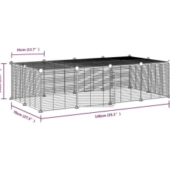 Cage animaux de compagnie a 20 panneaux et porte Noir 35x35 cm